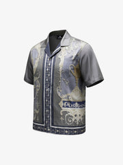Baroque Sea Satin Camp Collar Boxy Shirt 