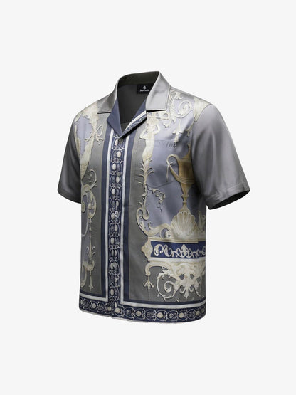 Baroque Sea Satin Camp Collar Boxy Shirt 