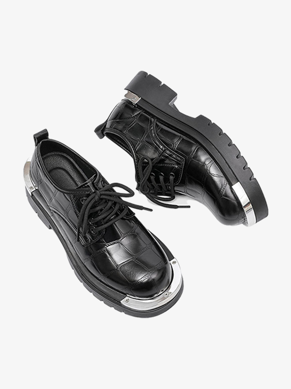 Crocodile-Embossed Derby Shoes