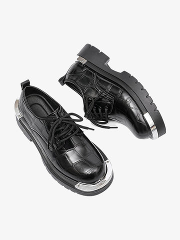 Crocodile-Embossed Derby Shoes