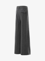 Deep-Pleat Striped Wide-Leg Trousers