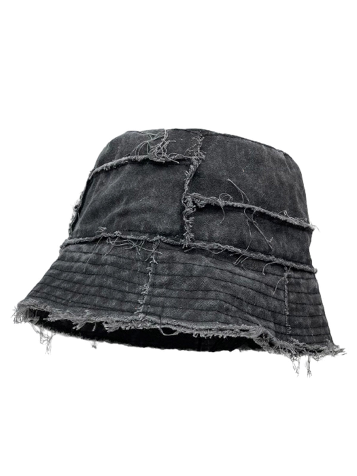 Distressed Denim Raw Edge Destroyed Bucket Hat