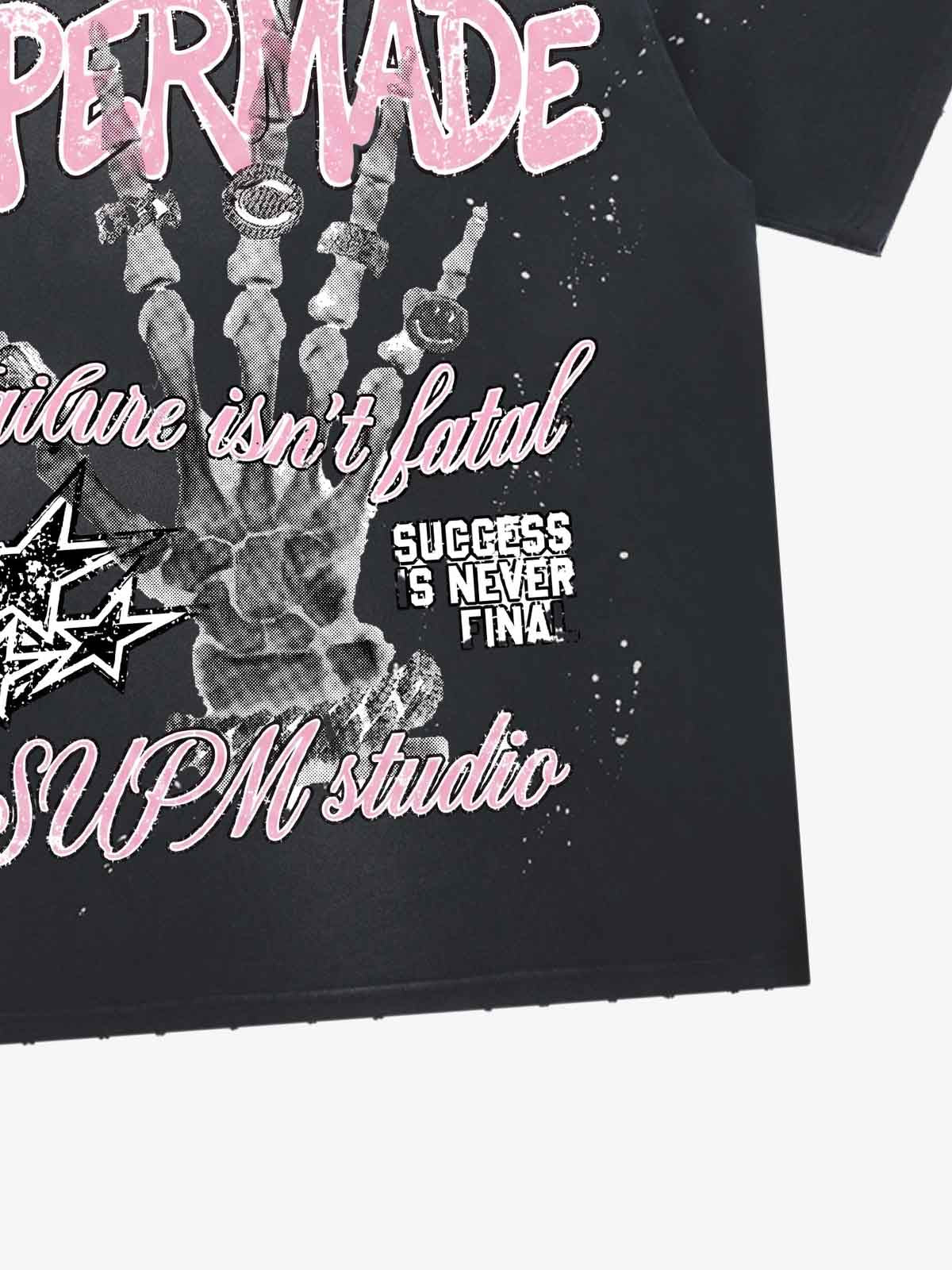 Graffiti-Totenkopf-Grafik-Farbspritzer-T-Shirt
