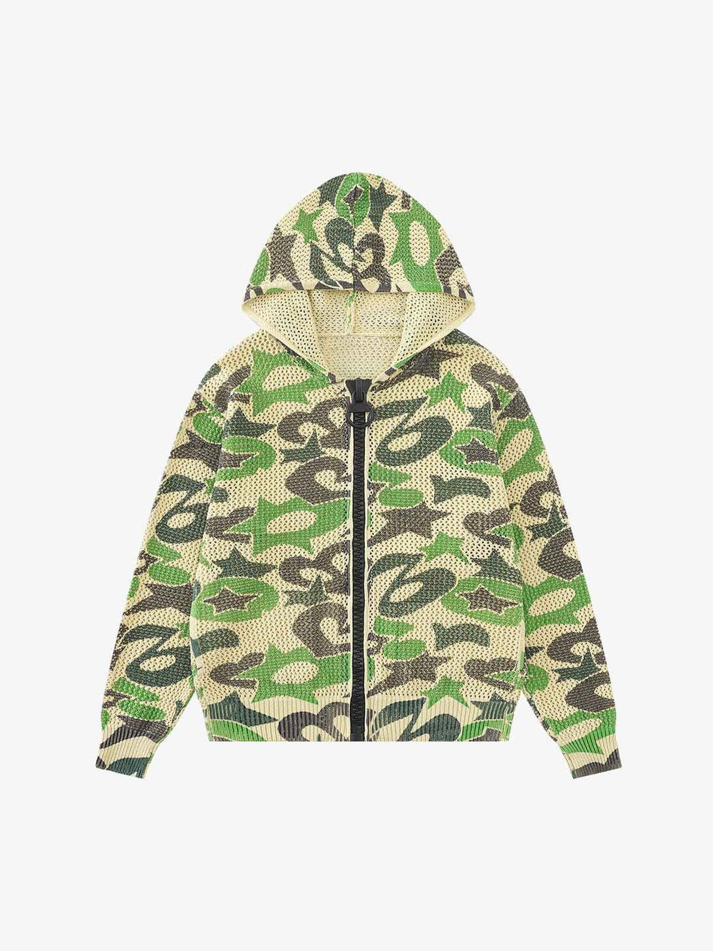 Star Camo Cut-Out Chunky Zip Cardigan