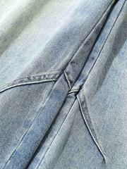 Curved Silhouette 3D Paneled Denim Shorts 