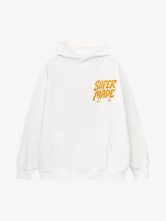 Distressed Graphic Hoodie with Bold Angel Wings Design for Men 