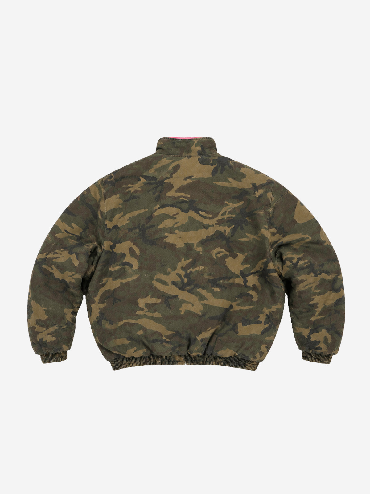 Pink Camo Embroidered Reversible Fleece Stand-Collar Jacket