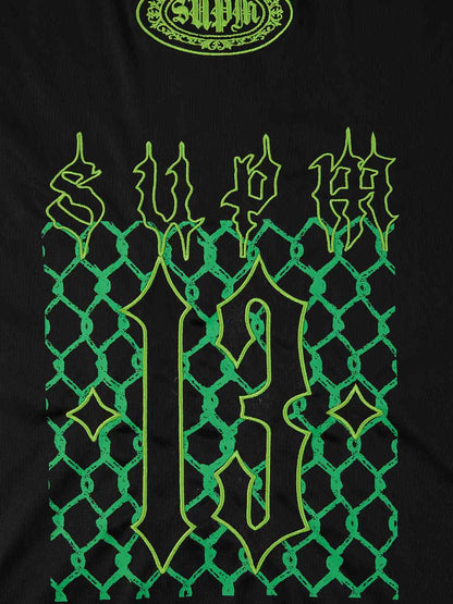 Supermade Color-Blocked V-Neck Embroidered Jersey Short-Sleeved 