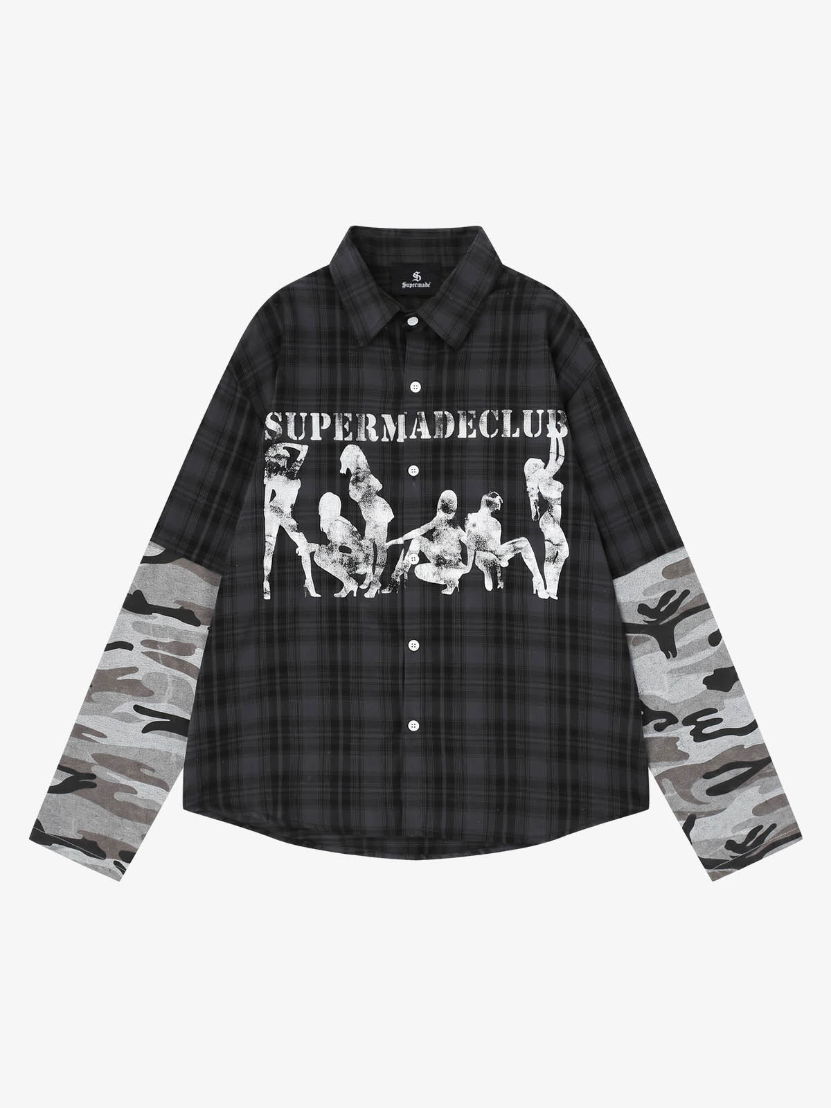 Camouflage Portrait Print Long-Sleeve Shirt