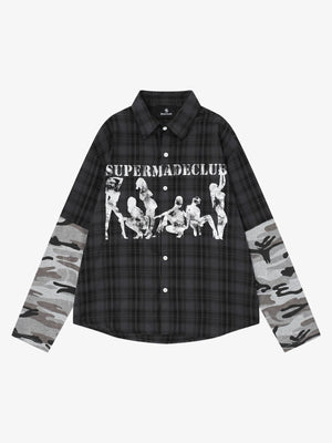 Camouflage Portrait Print Long-Sleeve Shirt
