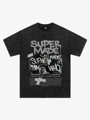 Streetwear Graffiti Character Collage Graphic T-Shirt 