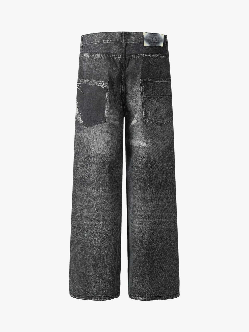 3D-printed Distressed Digital Print Cleanfit Straight Leg Jeans