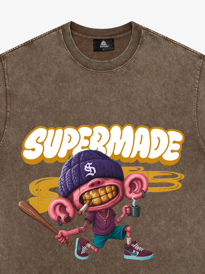 Thesupermade Cartoon Graffiti Baseball Cool Boy T-shirt 