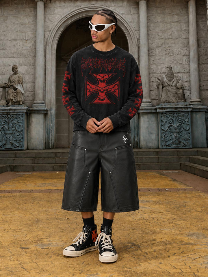 Leather Knee Detail Cargo Pants