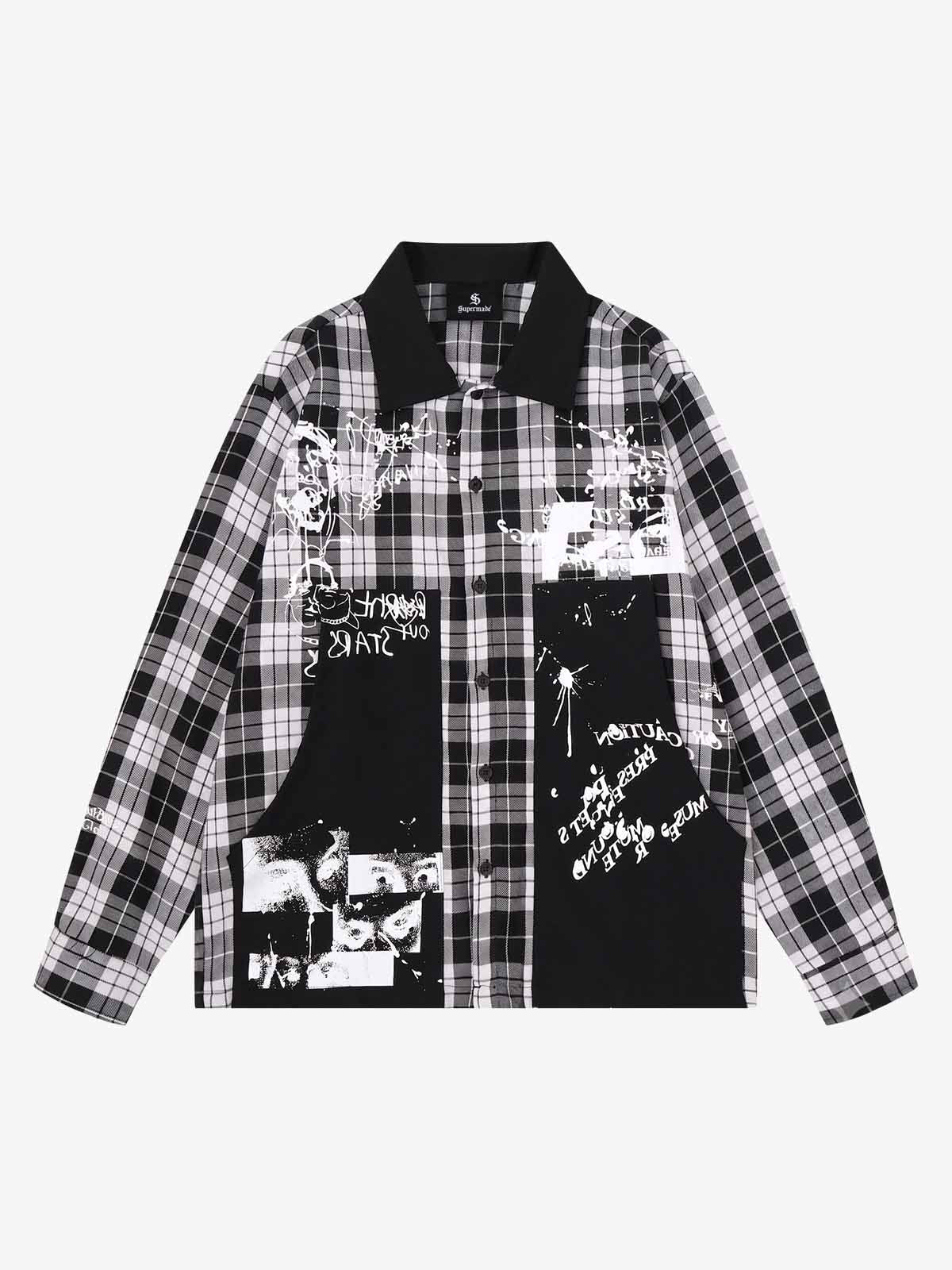 Plaid Graphic Long Sleeve Shirt