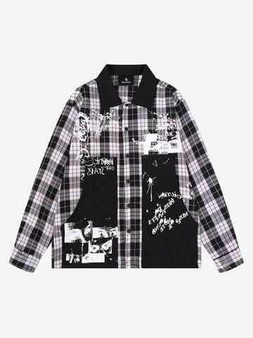 Plaid Graphic Long Sleeve Shirt