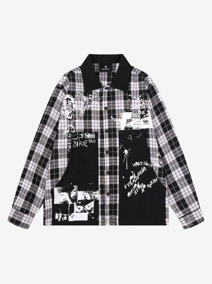 Plaid Graphic Long Sleeve Shirt
