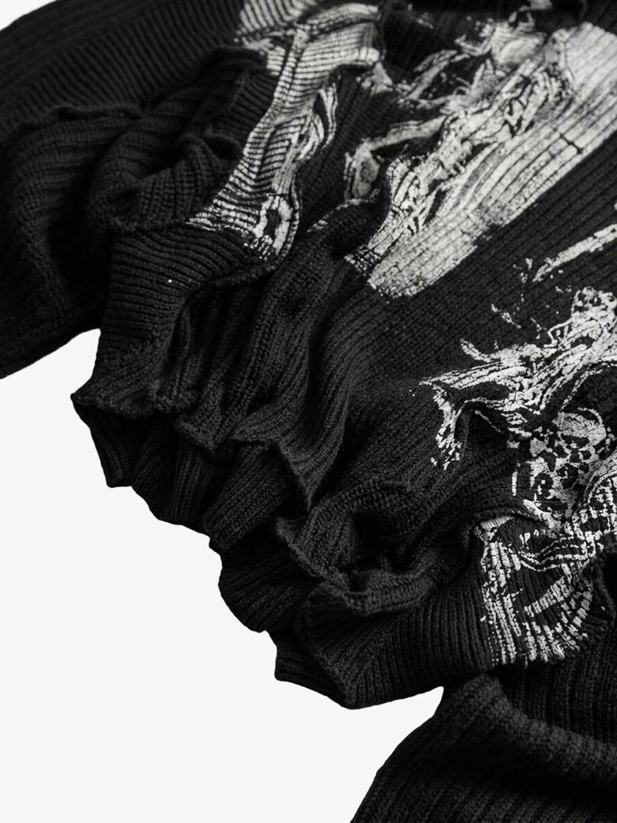 Grunge Dark-Aesthetic Ripped Pullover Sweater