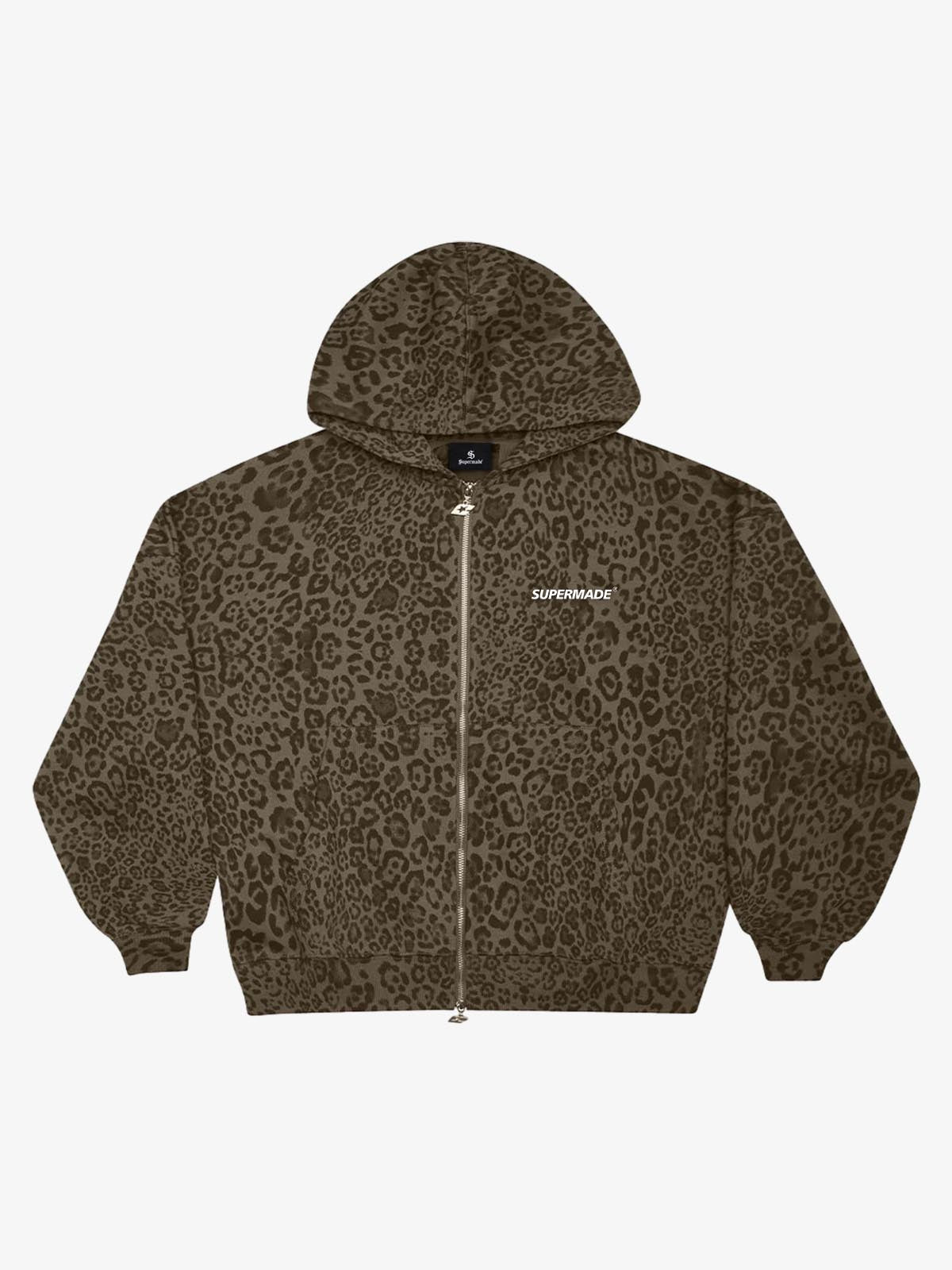 Leopard Print Zip-Up Hoodie