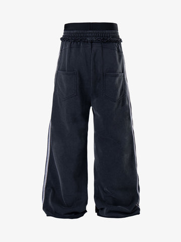 Rebel Studded Wide-Leg Layered Sweatpants 