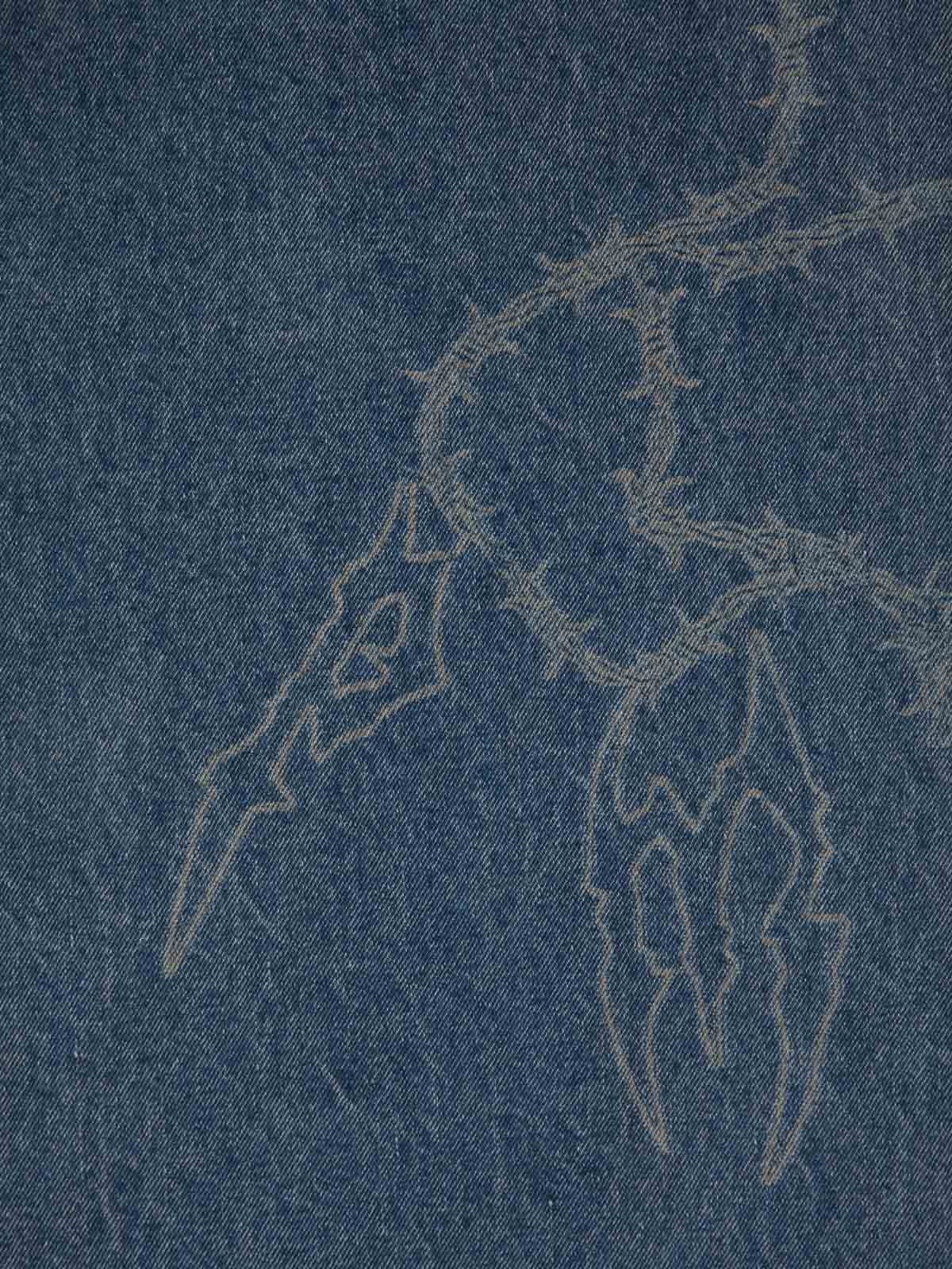 Original Retro Thorn and Key Pattern Laser-Burnout Baggy Jeans - 2595 