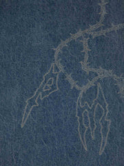 Original Retro Thorn and Key Pattern Laser-Burnout Baggy Jeans - 2595 