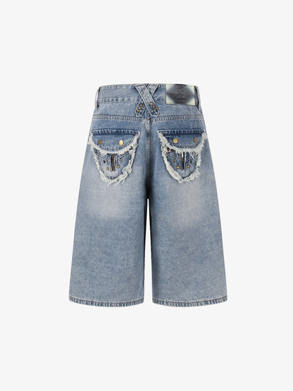 Studded Raw Edge Pocket Jorts