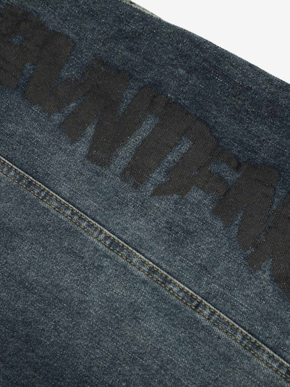 Vintage Washed Vibe Scimitar Wide-Leg Jeans 