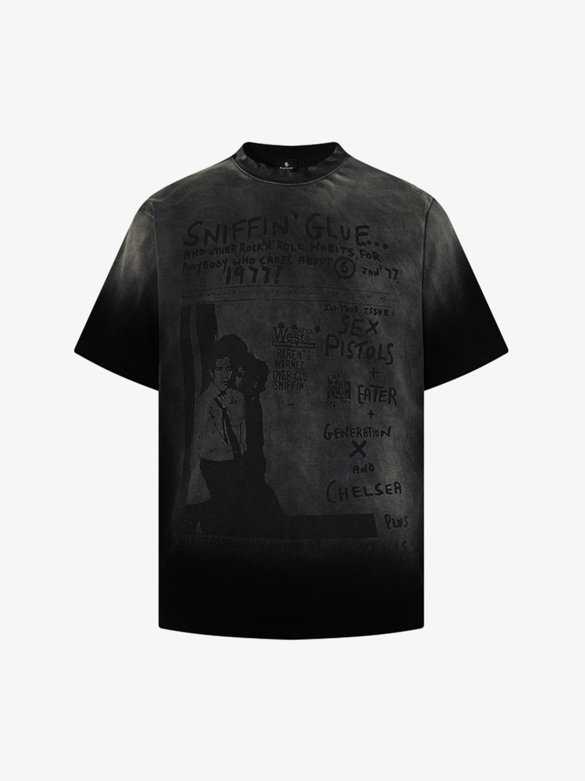 Cotton Oversized Graphic T-Shirt with Punk Rock Print and Vintage Wash Effect 