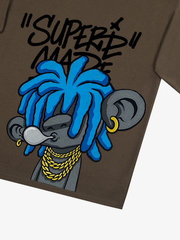 Thesupermade Graffiti Trend Blue Dreadlock Boy T-Shirt 