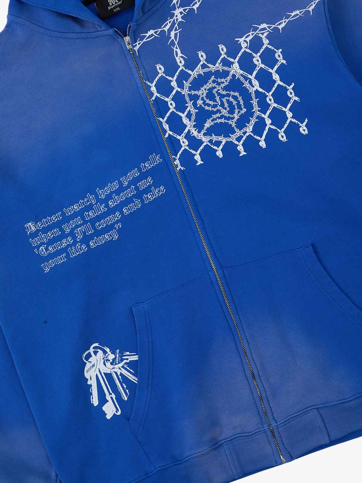 Supermade Vintage Distressed Print Patchwork Sweatshirt Set 