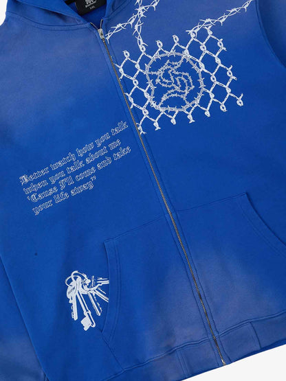 Supermade Vintage Distressed Print Patchwork Sweatshirt Set 