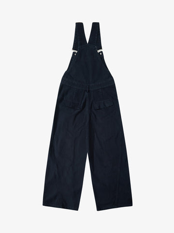 Pleated Knee Cargo Denim Overalls 