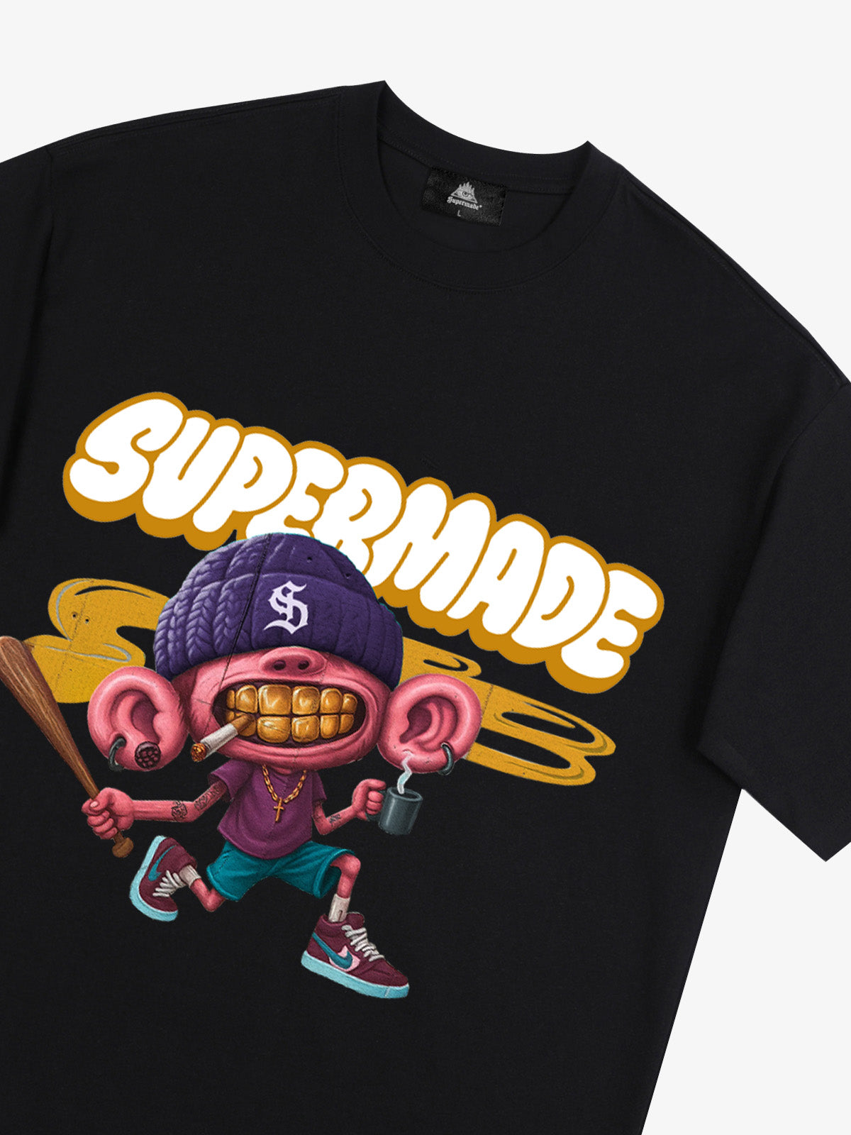 Thesupermade Cartoon Graffiti Baseball Cool Boy T-shirt 