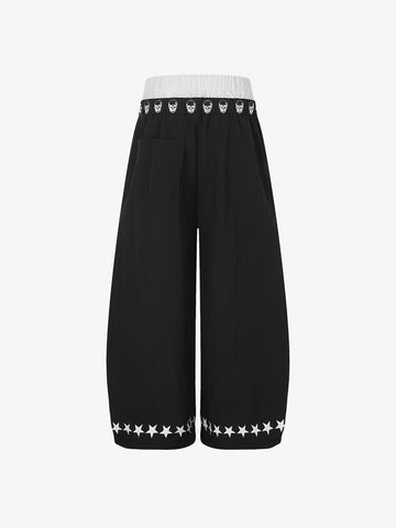 Layered Skull-Graphic Track Pants