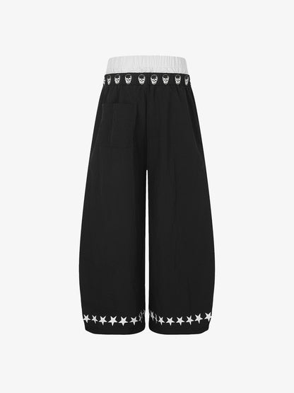 Layered Skull-Graphic Track Pants
