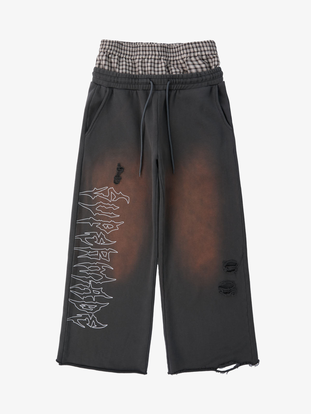 Supermade Vintage Distressed Print Patchwork Sweatshirt Set 