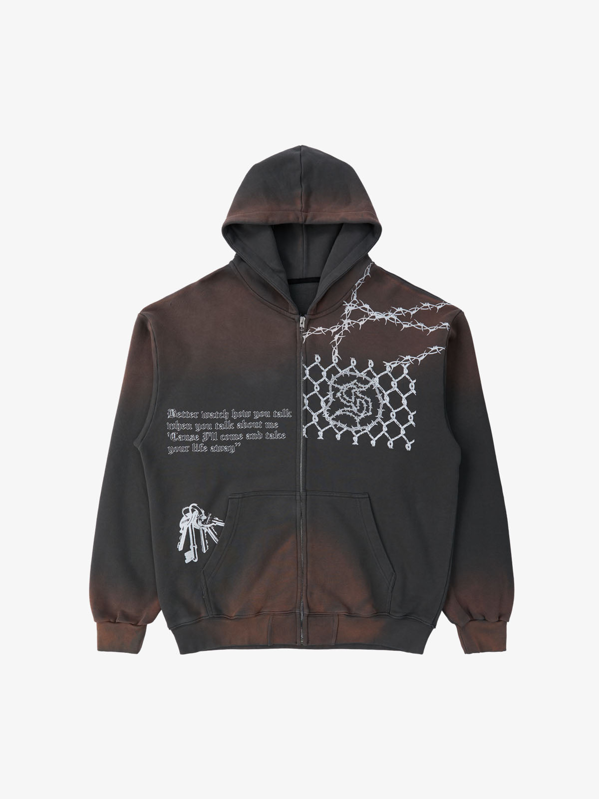 Supermade Vintage Distressed Print Patchwork Sweatshirt Set 