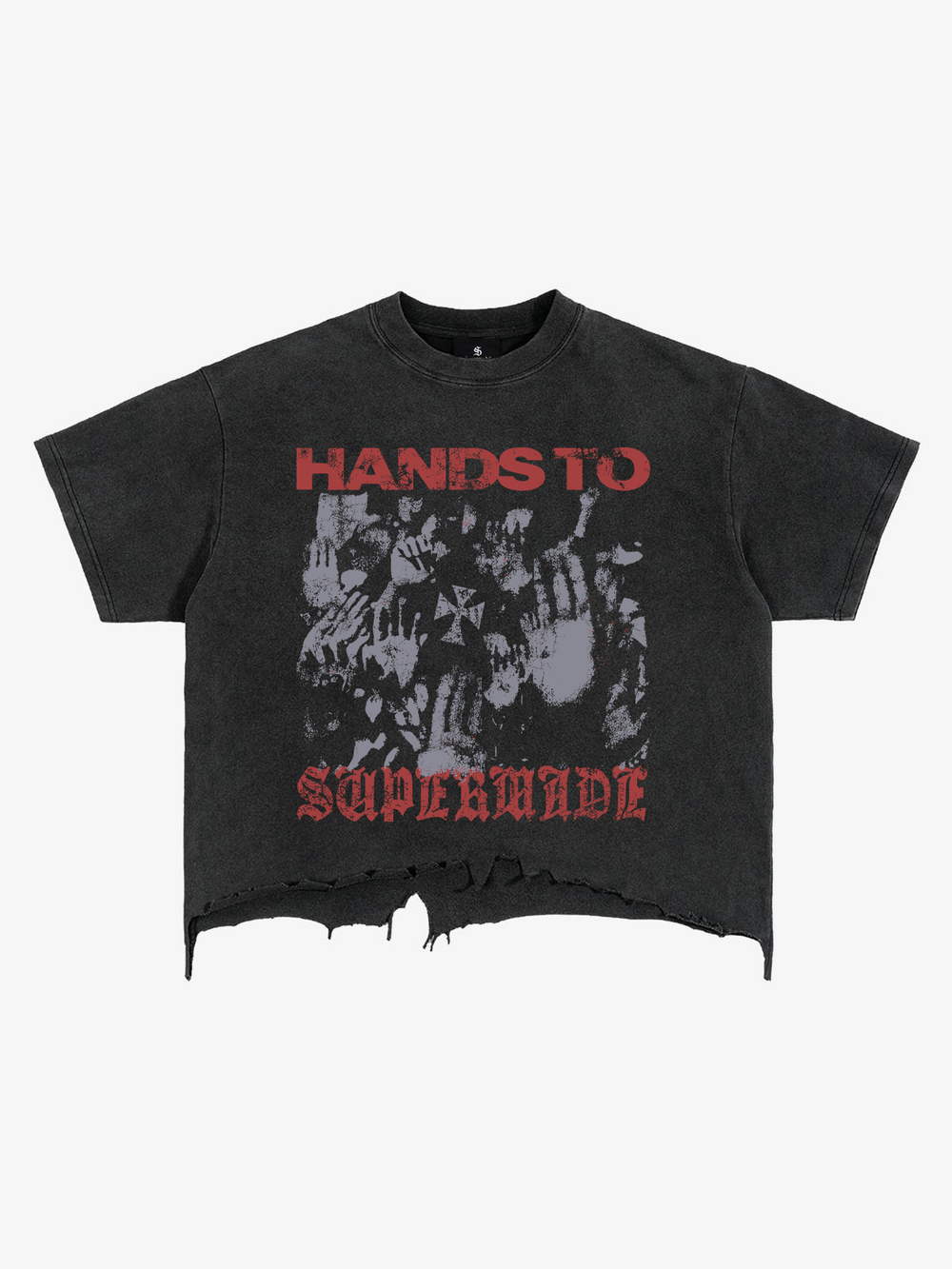 Graphic Brushed Distressed Cropped Tee