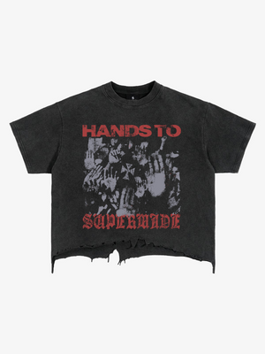 Graphic Brushed Distressed Cropped Tee