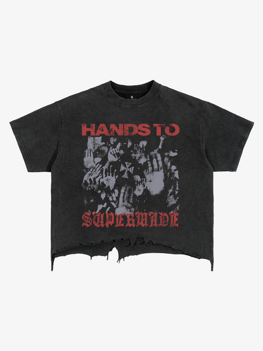 Graphic Brushed Distressed Cropped Tee