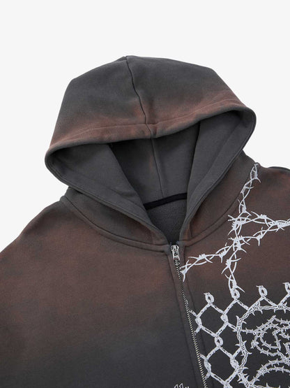 Supermade Vintage Distressed Print Patchwork Sweatshirt Set 