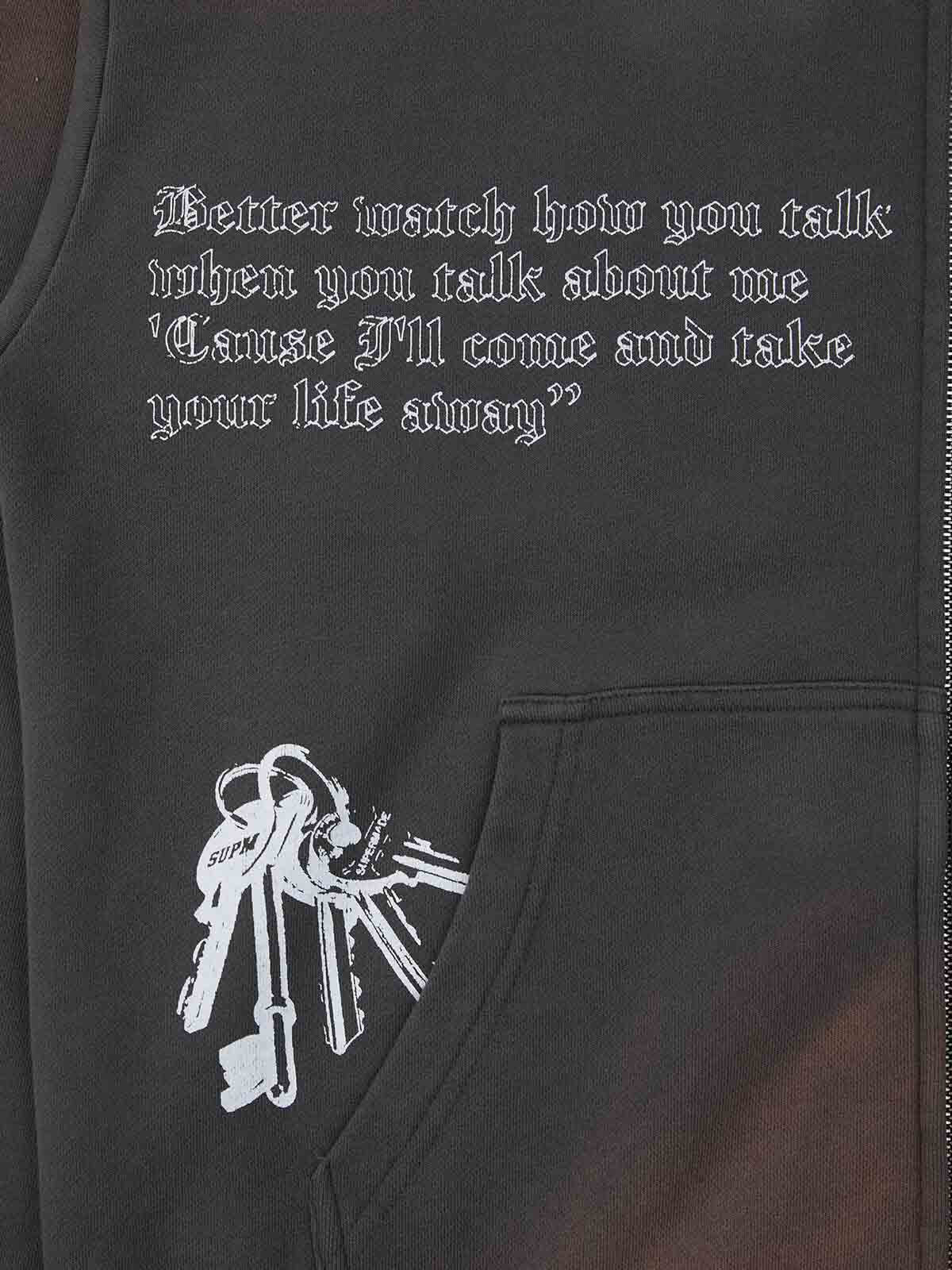 Supermade Vintage Distressed Print Patchwork Sweatshirt Set 