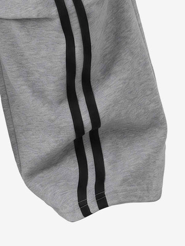 Badge Embroidered Color Block Striped Sweatpants