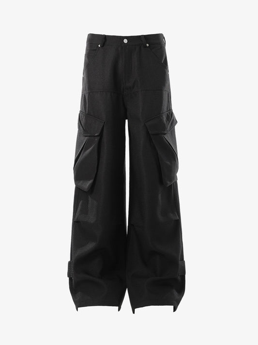 Stylish High-Waisted Black Trousers with Crystal Embellishments 