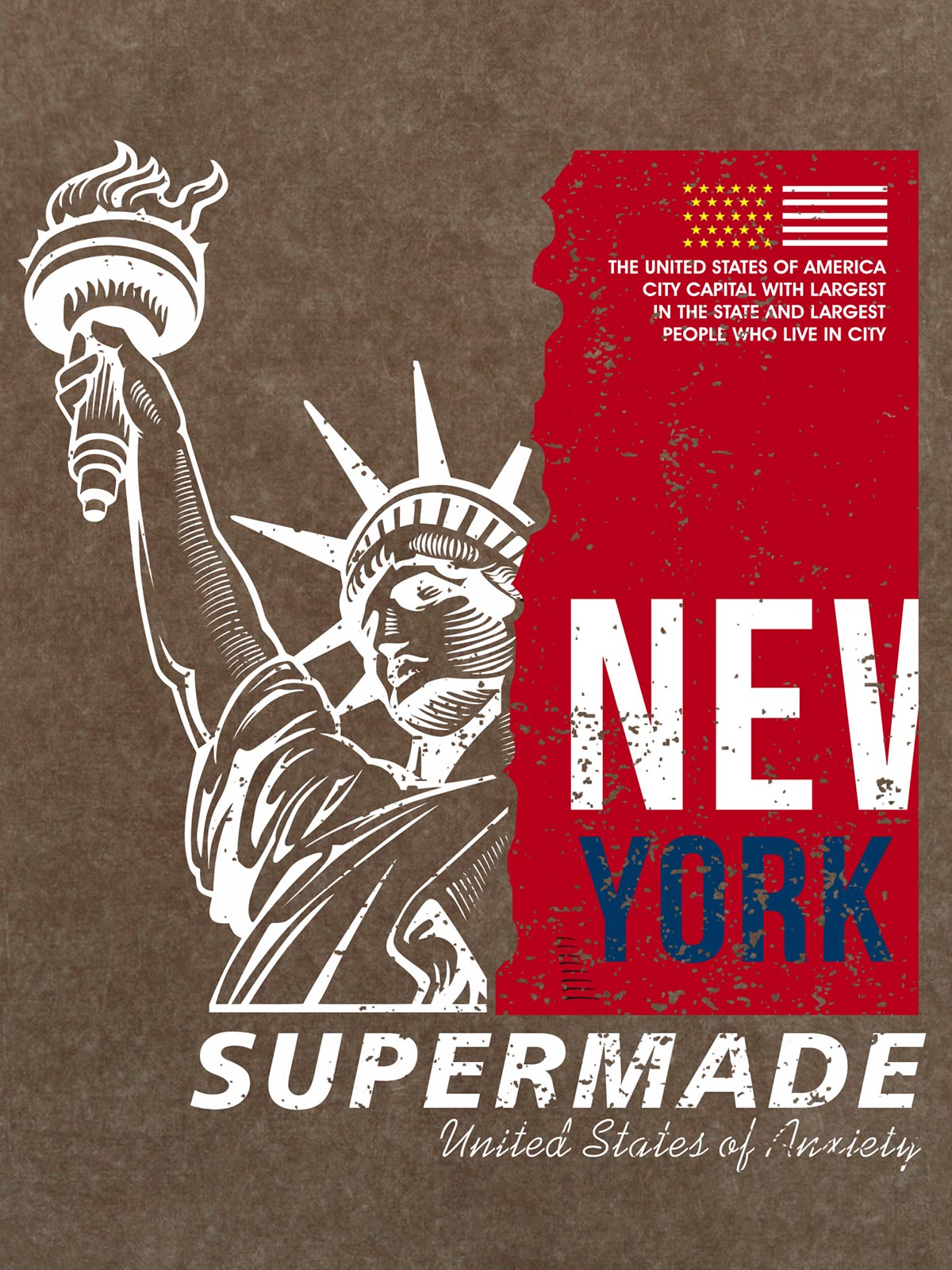 Orginal Statue of Liberty Splicing Graffiti Independence Day T-shir 