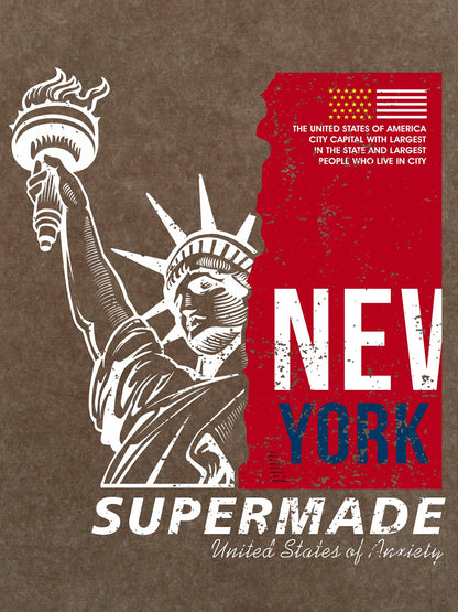 Orginal Statue of Liberty Splicing Graffiti Independence Day T-shir 