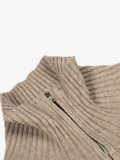 Retro High Neck Cardigan Knit Zipper Sweater