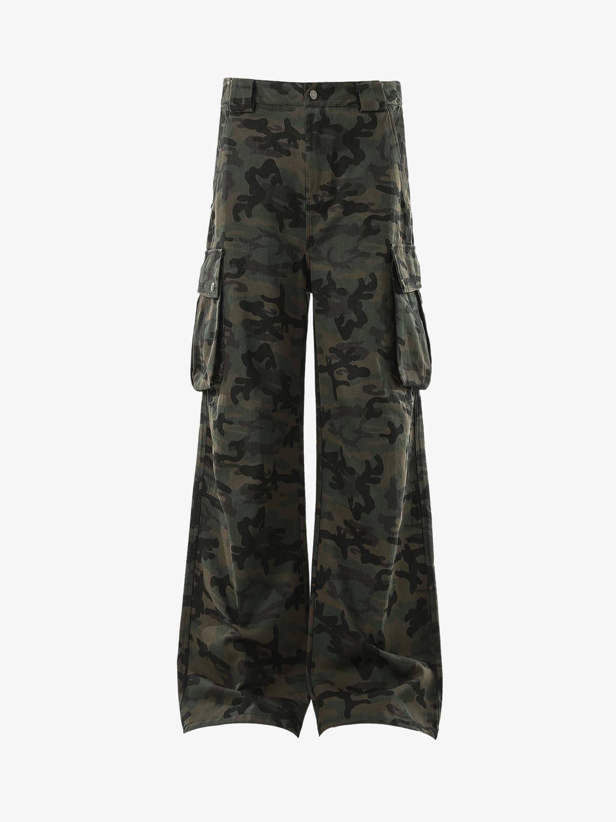 High-Waisted Wide-Leg Cargo Pants with Unique Pocket Design 