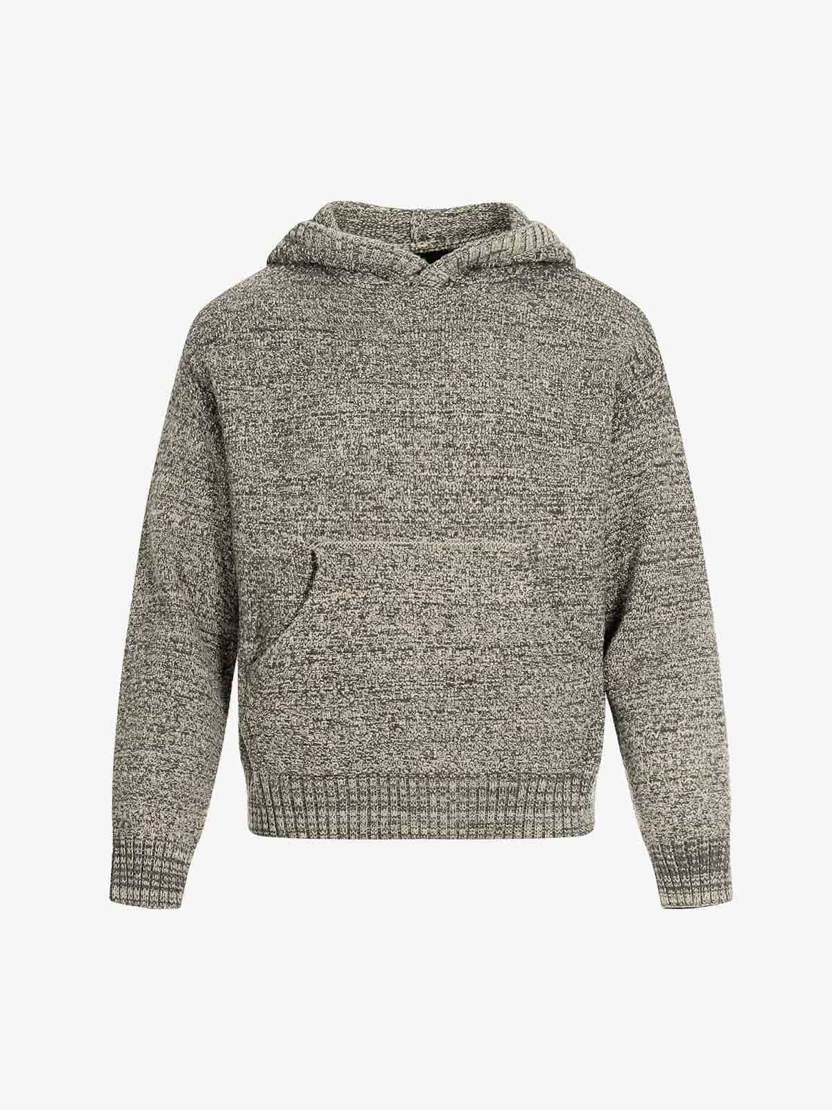 Relaxed Fit Knit Hooded Pullover Hoodie Sweater